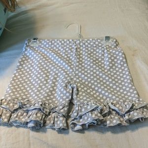 Gray and white ruffle shorts